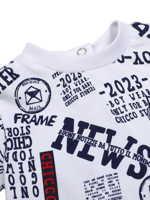 Boys White & Blue Short Sleeve Knitted T- Shirt image number 2